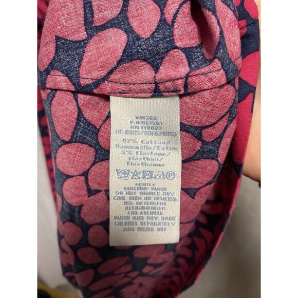 Boden Button Front Midi Dress Women’s 6R Geometric Tie Pink 3/4 Sleeve Stretch - Picture 4 of 4